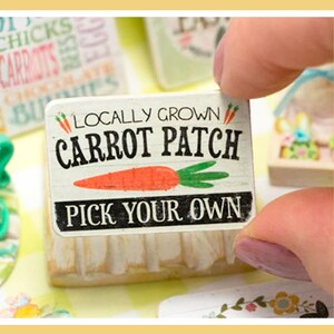 Miniature Carrot Patch Wooden Sign - Handmade for adult collectors only.