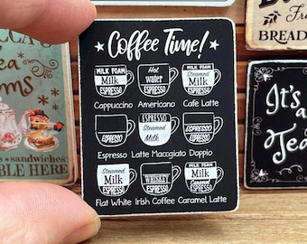 Miniature Coffee Menu Wooden Sign - Handmade for adult collectors only.