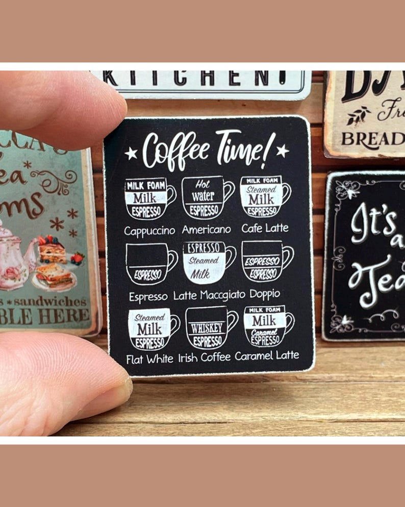 Miniature Coffee Menu Wooden Sign - Handmade for adult collectors only. image 1