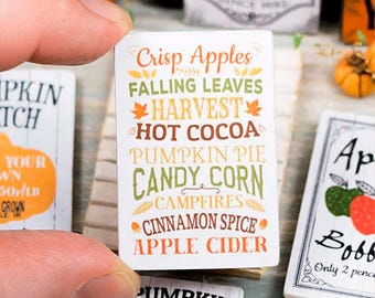 Miniature Autumn Word Wooden Sign - Handmade for adult collectors only.