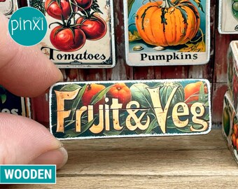Handmade Miniature Fruit & Veg Wooden Sign - Handmade for adult collectors only.