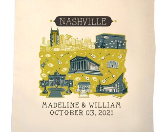 Nashville TN Tote Bag-Wedding Welcome Tote-Choice of Tote Material
