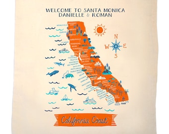 California Coast Tote Bag-Wedding Welcome Tote-Choice of Tote Material