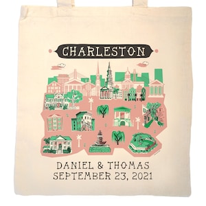 Charleston Tote Bag-Wedding Welcome Tote-Choice of Tote Material