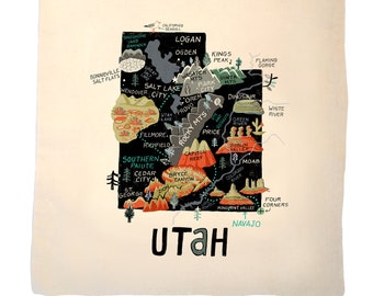 State of Utah canvas tote bag-choice of tote material