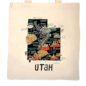 State of Utah canvas tote bag-choice of tote material