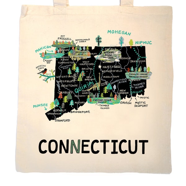 State of Connecticut canvas tote bag-choice of tote material