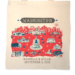 Washington DC Tote Bag-Wedding Welcome Tote-Choice of Tote Material