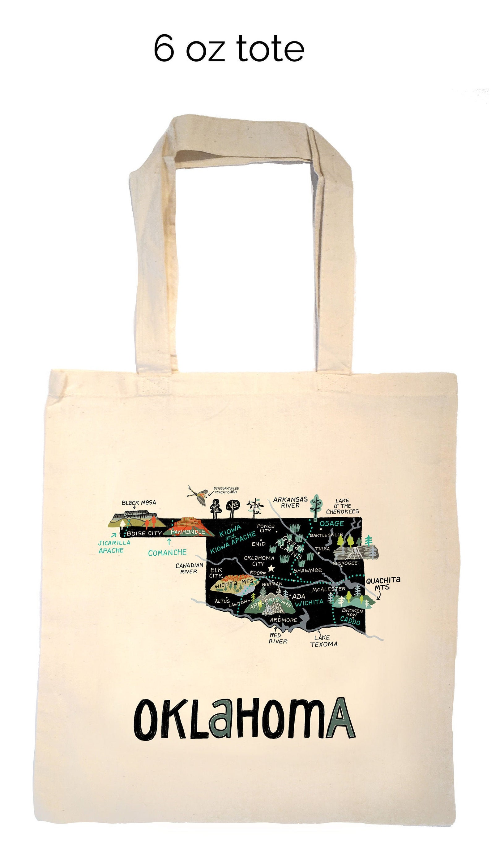 State of Oklahoma Canvas Tote Bagchoice of Tote Material Etsy