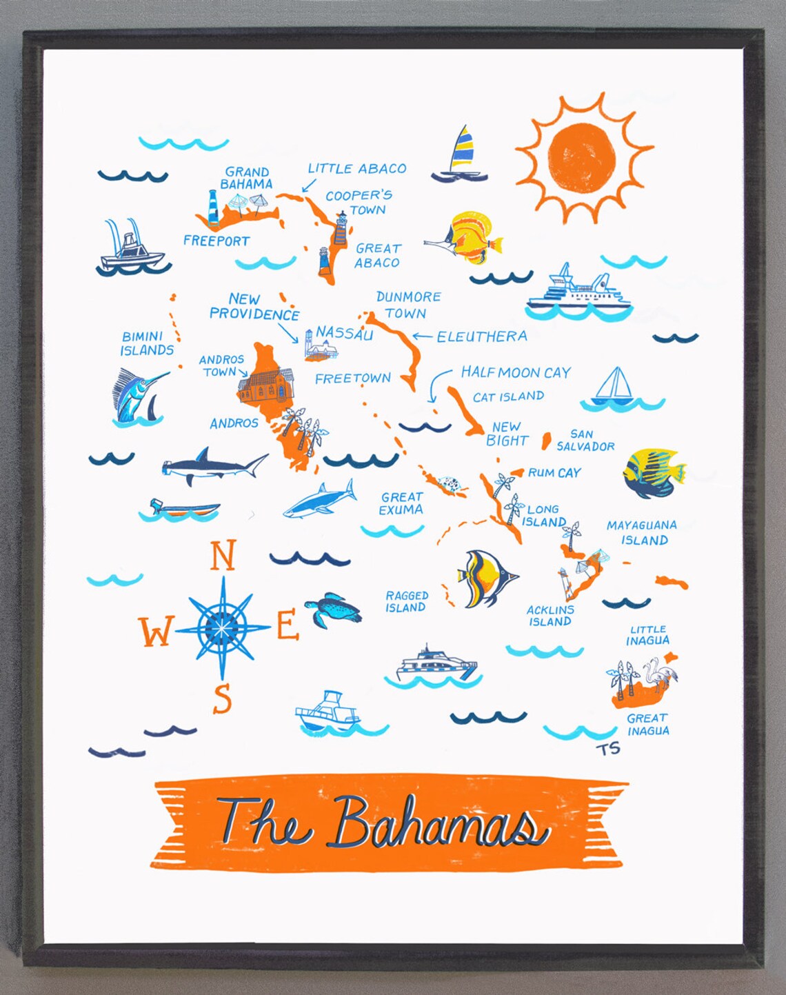 Bahamas Wall ArtColor Beach IllustrationCustom City Print Etsy