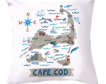 cape cod embroidered pillow