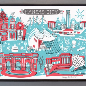 Wall Art-kansas City-art Print-you Choose Color-city Illustrations-10x8 ...