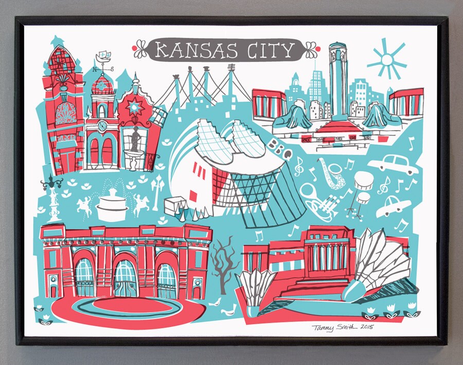 Wall Art-kansas City-art Print-you Choose Color-city | Etsy