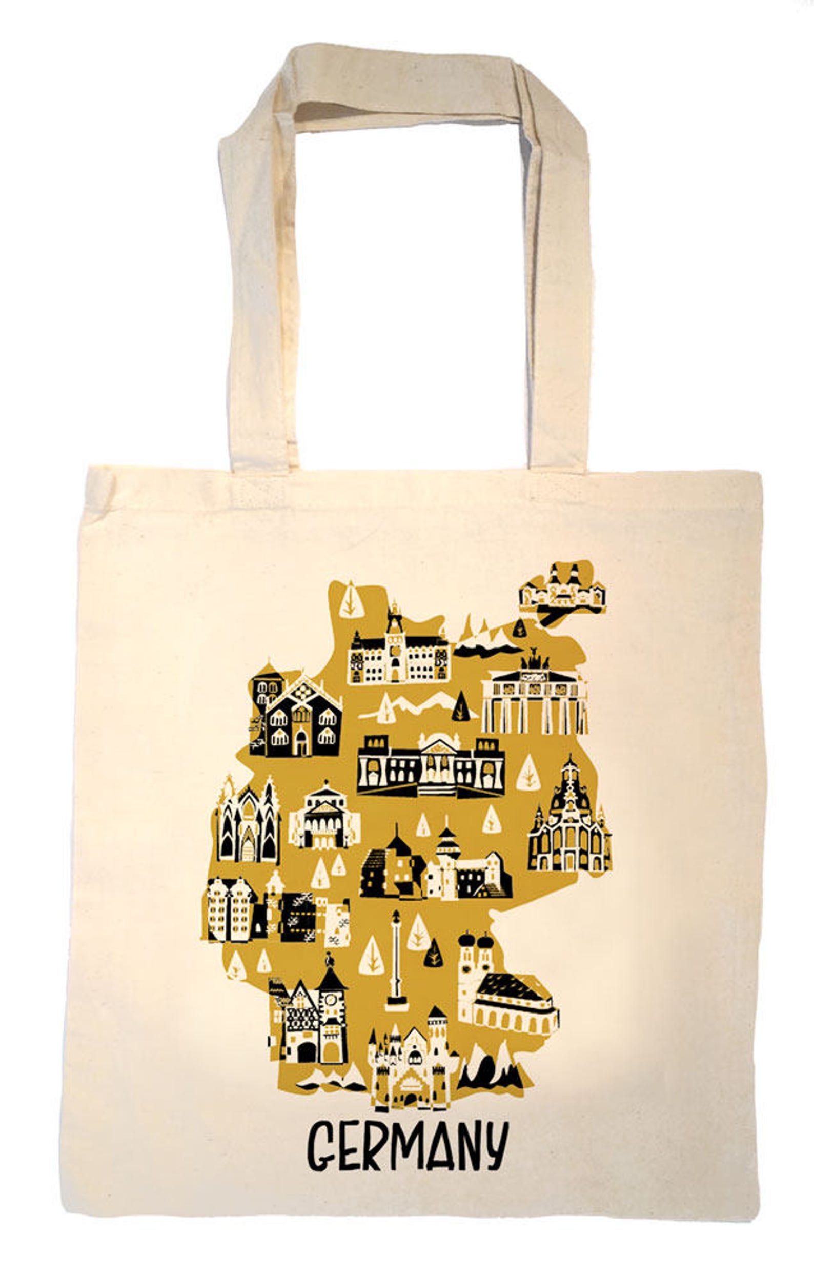 Germany Tote Bagcountry Map Totegermany Landmark Bagcustom Etsy