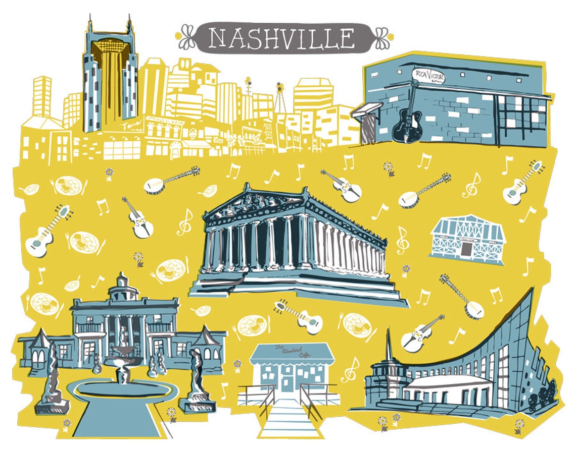 Wall Artnashville Tennesseeart Print3 Colorcity Etsy