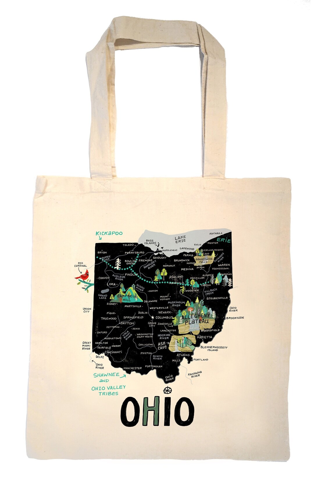State of Ohio Canvas Tote Bagchoice of Tote Material Etsy