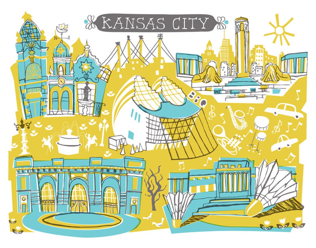Wall Artkansas Cityart Print3 Colorcity Illustrations10x8you