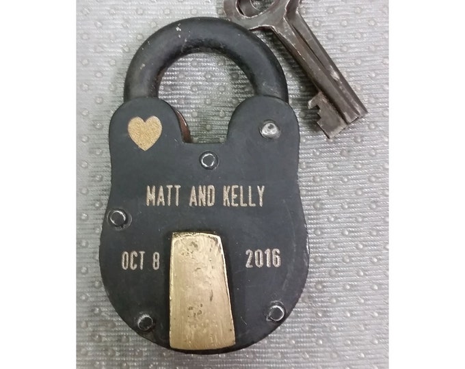 NokNoks LOVELOCK, Antique Vintage  Padlock, Engraved, Personalized, Wedding, Anniversary, Proposal, Gift