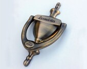 DOOR KNOCKER, Personalized, ENGRAVED, Antique Brass Finish, Gift Boxed, Realtor, Builder