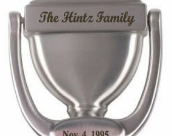 PERSONALIZED  DOOR KNOCKER, Engraved, Bright Brass Finish, or Satin Nickle Finish, Personalized, Gift Boxed,