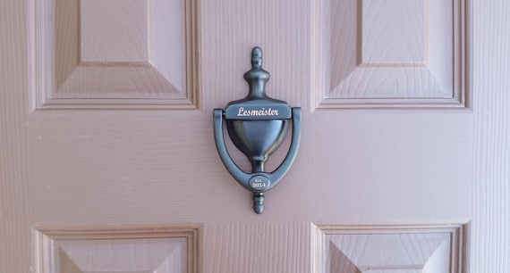Door Knocker Engraved Brass Oil Rubbed Bronze Finish Etsy