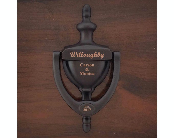 PERSONALIZED  DOOR KNOCKER, Engraved, Oil Rubbed Bronze Finish, Personalized, Gift Boxed,