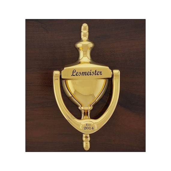 Personalized Engraved Door Knocker Bright Brass Finish Gift Etsy