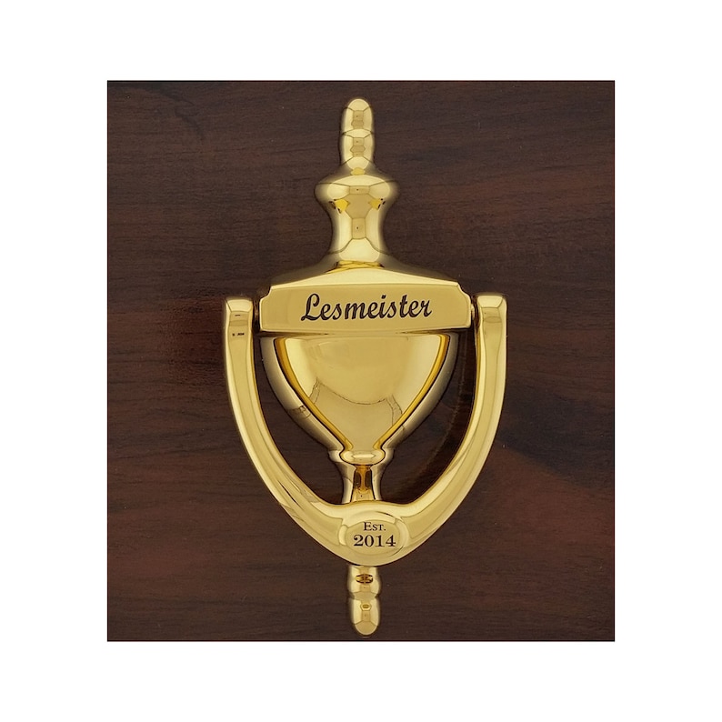 Personalized ENGRAVED DOOR KNOCKER Bright Brass Finish Gift Etsy
