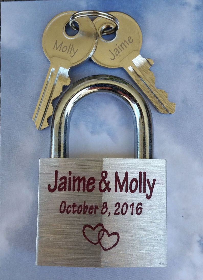LOVE LOCK Personalized Engraved Padlock 2 Engraved Keys Etsy