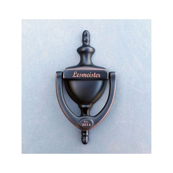 Personalized Door Knocker Engraved Aged Venetian Bronze Finish Personalized Gift Boxed Realtor Builder