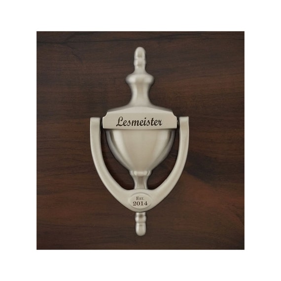 Personalized Door Knocker Engraved Satin Nickel Brass Etsy