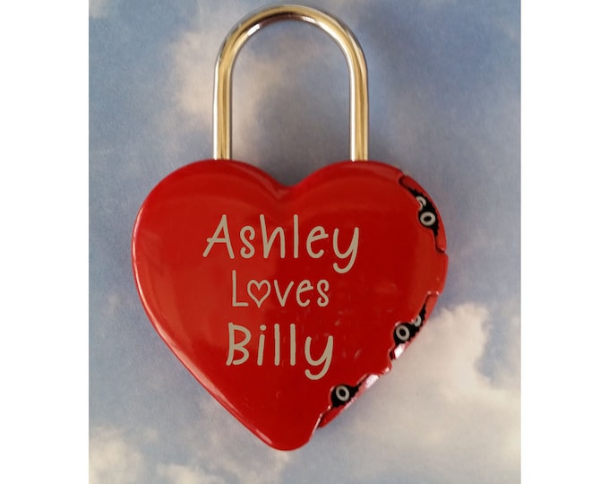 NokNoks HEART SHAPED LOCK -  Combination Type Lock, Personalized,  Engraved