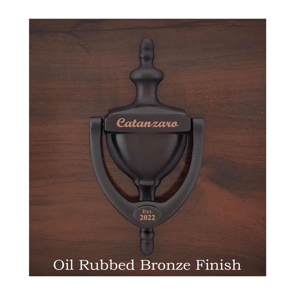 Door Knocker (Finish: oil rubbed bronze) (Personalization: Patterson Est. 2026)