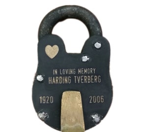 IN MEMORY OF, Memorial Padlock, Antique Vintage, Lock, Personalized