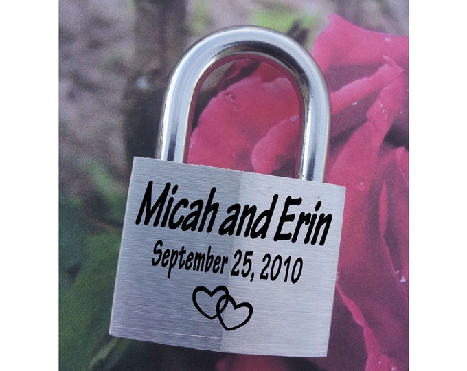 ENGRAVED PADLOCK "Love Lock" Personalized, Wedding, Anniversary, Proposal, Gift