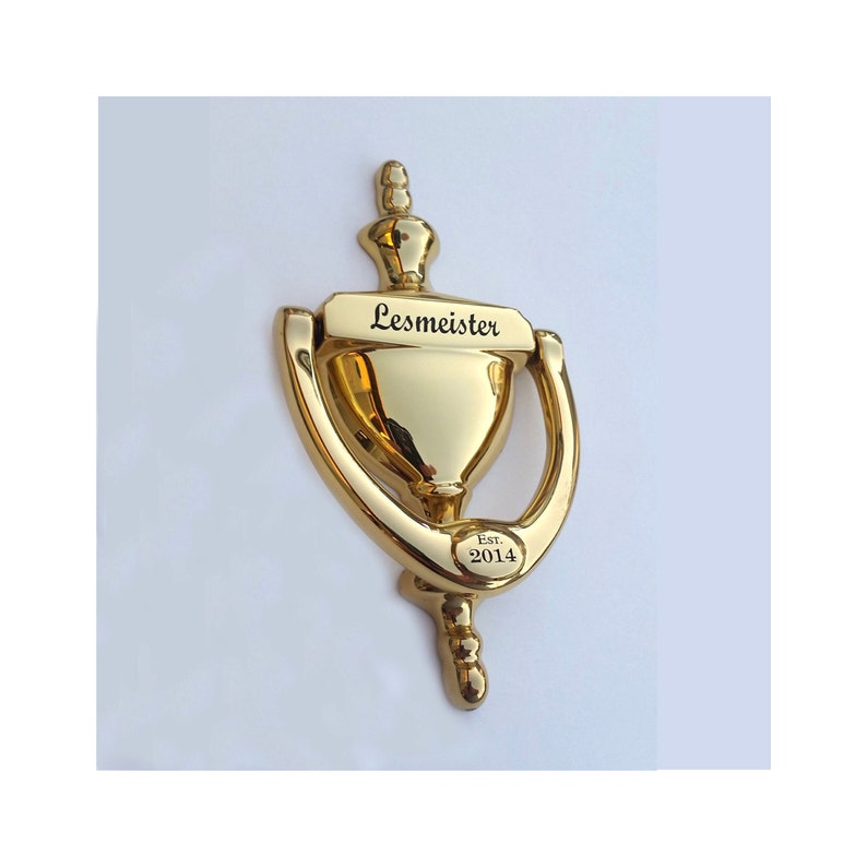 DOOR KNOCKER, Engraved, Bright Brass Finish, Gift Boxed, Realtor, Builder