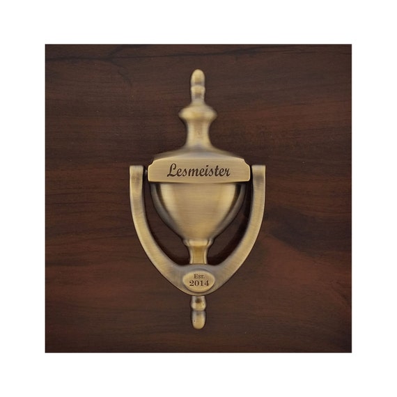 Personalized Door Knocker Antique Brass Finish Engraved Etsy