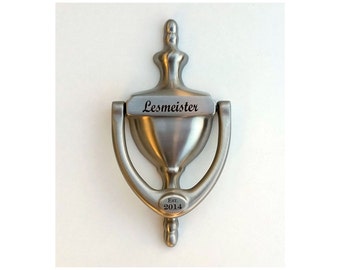 NokNoks DOOR KNOCKER, Engraved, Satin Nickel Brass Finish, Gift Boxed,  Realtor, Builder