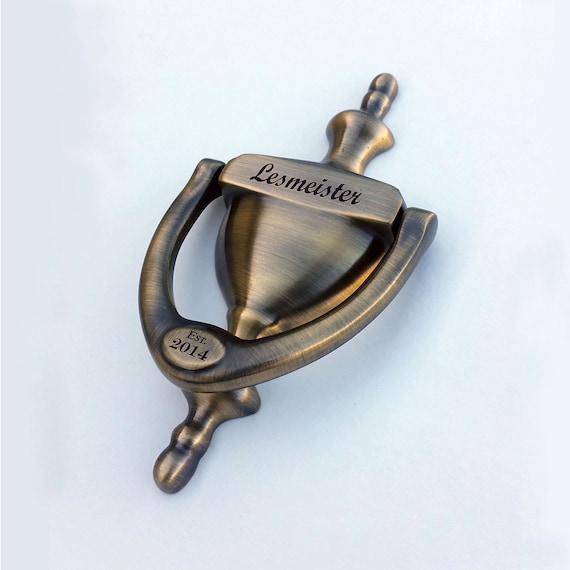Door Knocker Personalized Engraved Antique Brass Finish Etsy
