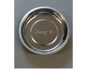 Magnetic Parts Holder Tray - 4" - Engraved - Personalized, Shop, Garage, Gift, Refrigerator Magnet