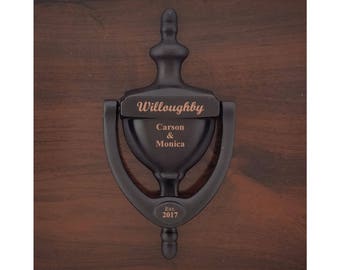 PERSONALIZED  DOOR KNOCKER, Engraved, Aged, Venetian  Bronze Finish, Personalized, Gift Boxed,