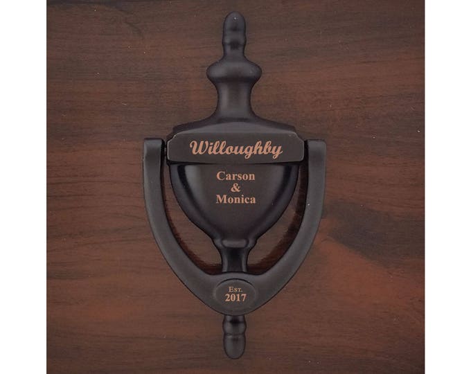 PERSONALIZED  DOOR KNOCKER, Engraved, Oil Rubbed Bronze Finish, Personalized, Gift Boxed,