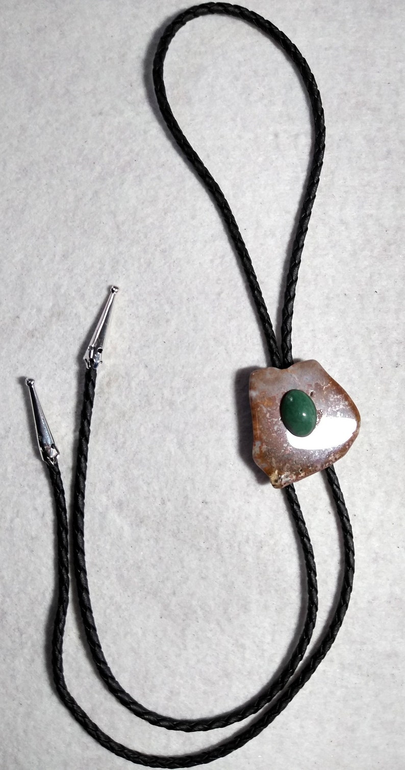 Brown Jasper and Green Aventurine Stone Bolo Tie