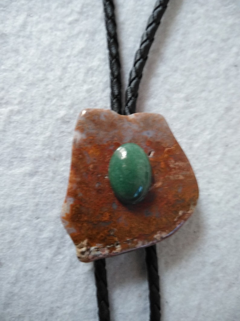 Brown Jasper and Green Aventurine Stone Bolo Tie