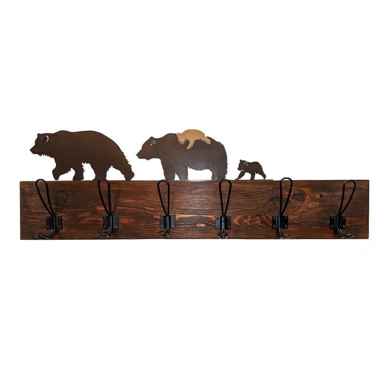 Personalized Bear Coat Rack Reclaimed wood and metal bears Etsy