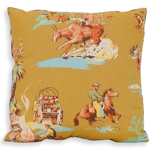 Retro Rodeo Cowboys Pillow Cover: Reversible Western Decor