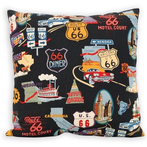 Route 66 Retro Style Reversible Pillow Cover in White RV, Lodge, Camp, Cabin, Rustic, Southwest, Western, Cowboy, Wild West, Rodeo, Rt 66 image 4