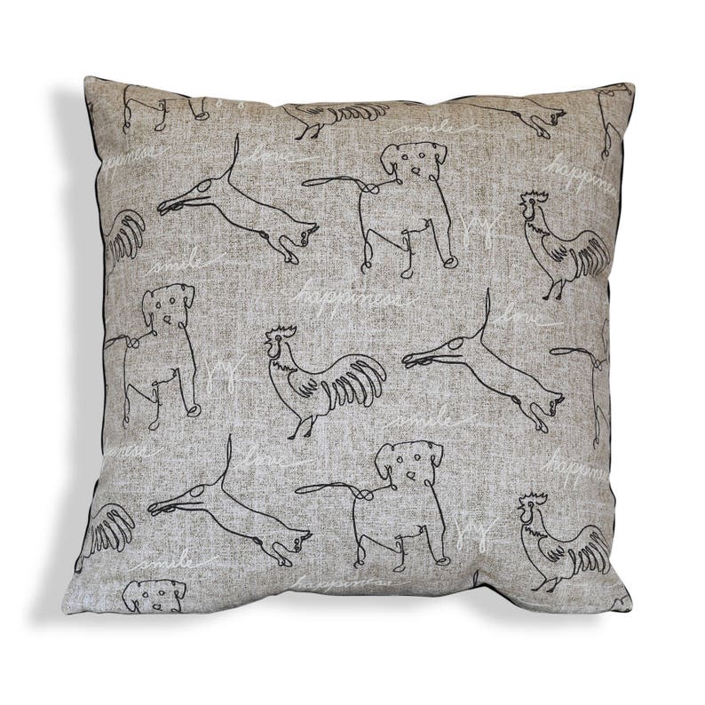 Easter Bunny Burlap Reversible Lumbar Pillow Cover Modern Etsy