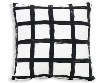 Funda de almohada con diseño de ventana en blanco y negro: decoración moderna de algodón