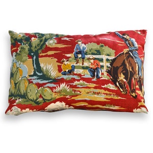 Ride &#39;Em Cowboy Reversible Lumbar Pillow Cover - Southwest, Western, Ranch, Wild West, Rodeo, Lodge, Cabin, Camp, Bunkhouse, or Rustic Décor